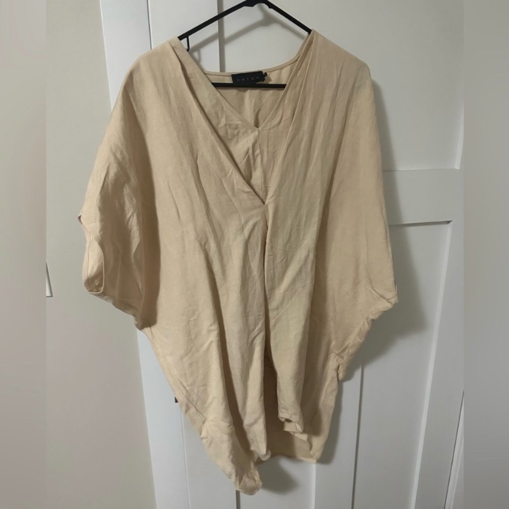 Hatch Linen Blend V-Neck Slouch Dress - Petite Maternity